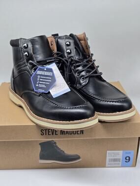 Steve Madden Men's P-Doyers Black Casual Boots Size 9 Ortholite Foam Insoles NEW